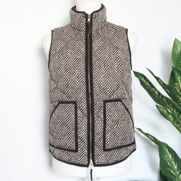 J. Crew Excursion Blogger Favorite Quilted Down Fill Vest Herringbone XS - Picture 11 of 16